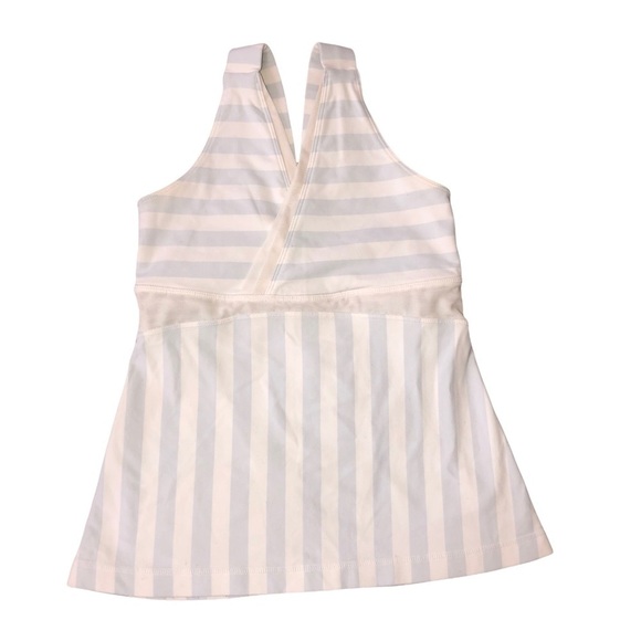 LULULEMON White Light Blue Stripes Wide Straps Minimizer Tank Top Sz 6 - Picture 1 of 8